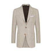 Kiton Beige Linnejacka Gray, Herr