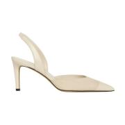 Kiton Elegant Suede Slingback Pumps Beige, Dam