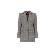 Roberto Cavalli Houndstooth Blazer Revers Slim Fit Gray, Dam