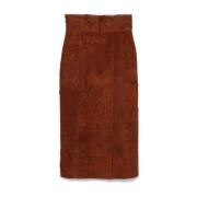 Alexander McQueen Brun Kjol med Framslits Brown, Dam