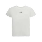 MM6 Maison Margiela Logotyp-lapp T-shirt i bomull White, Dam