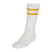 Boggi Milano Bomullsblandning Randiga Logosockor White, Herr