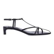 Jil Sander Svarta Stängda Läderhögklackade Sandaler Black, Dam