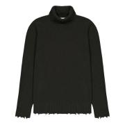 Laneus Turtleneck Sweater With Wool Breakages Green, Herr