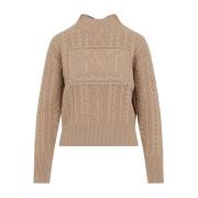 Max Mara Flätad Logo Pullover Tröja Brown, Dam