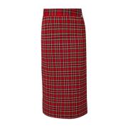 Liu Jo Röd tartan midi-kjol med hög midja Multicolor, Dam