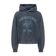 Dsquared2 Blå hoodie med vintage tvättat design Blue, Herr