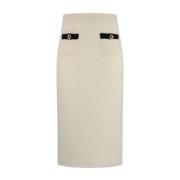 Alessandra Rich Vit Alpacka Stickad Midi Kjol White, Dam