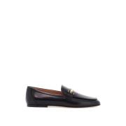 Tod's Svarta kalvskinn loafers med metallband Black, Dam