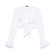 Balmain V-ringad topp med utsvängda ärmslut White, Dam