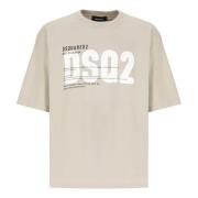 Dsquared2 Beige Bomull T-shirt med Logotyp Beige, Herr