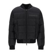 Dsquared2 Svart Puff Bomberjacka i Polyamid Black, Herr