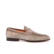 Santoni Slip-On Loafers i mocka med mandelformad tå Beige, Herr