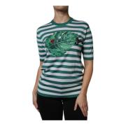 Dolce & Gabbana Randig Blad Crew Neck T-shirt Multicolor, Dam