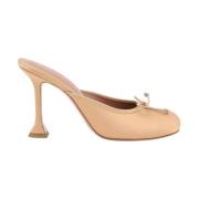 Amina Muaddi Geometrisk Klack Läderpumps med Slips Beige, Dam