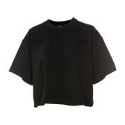 Autry Räfflad T-shirt med logotypapplikation Black, Dam