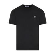 Stone Island Svart Bomull T-shirt med Logo Label Black, Herr