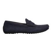 Dolce & Gabbana Blå Läder Slip-On Moccasin Skor Blue, Herr