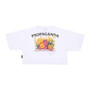 Propaganda Vit Croptop Tee med Pyromantics Brodyr White, Dam