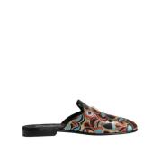 Dolce & Gabbana Logo Jacquard Platta Sandaler Lädersula Multicolor, Da...