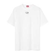 Diesel Vit Herr T-shirt med Metalllogo White, Herr