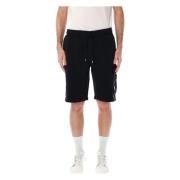 C.p. Company Svarta Fleece Lens Cargo Shorts Black, Herr