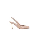 Le Silla Nude Patent Slingback Stiletto Klackar Beige, Dam