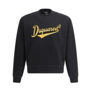 Dsquared2 Monogram Bomullssweatshirt med Ribbad Hals Black, Herr