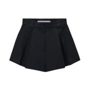 Alexander Wang Utställda Svarta Shorts med Dubbel Veck Black, Dam