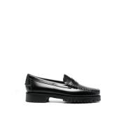 Sebago Svarta läder lug loafers Black, Dam