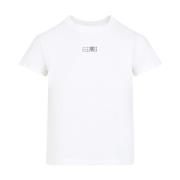 MM6 Maison Margiela Vit Bomull T-shirt med Patch Logo White, Dam