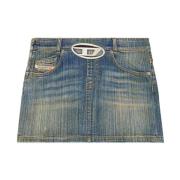 Diesel Mini Kjolar i Svart Denim Stil Blue, Dam