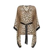 Roberto Cavalli Leopard-Print Kaftan Klänning Brown, Dam