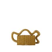 Cult Gaia Raffia Handburen Clutch med Magnetisk Stängning Beige, Dam