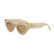 Fendi Cat-eye acetat solglasögon med bruna linser Beige, Dam