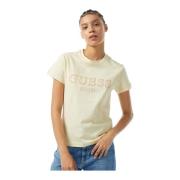 Guess Broderad Paljett Logo T-shirt Beige, Dam