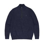 Butcher of Blue Blå Pullover Lt Clifden Half Zip Blue, Herr