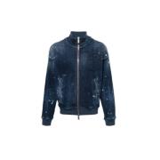 Dsquared2 Stonewashed Bomberjacka i bomull Blue, Herr