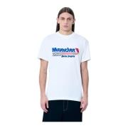 Moncler Bomull Jersey Logo Print T-shirt White, Herr