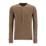 Tom Ford Mossgrön Henley T-shirt med knappar Green, Herr