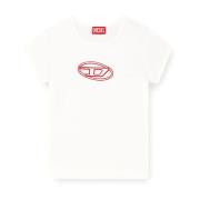 Diesel Cut-Out Logo Bomull T-shirt White, Dam