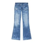 Diesel Flared jeans med bakre logopatch Blue, Dam