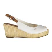 Tommy Hilfiger Vit Kil Sandal med Spänne Detalj White, Dam