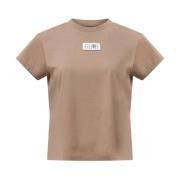 MM6 Maison Margiela Beige Bomull Jersey Crew Neck T-shirt Beige, Dam