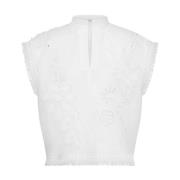 Alberta Ferretti Vit Broderad V-ringad Skjorta White, Dam