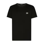 Dolce & Gabbana Svart bomull T-shirt med silverlogotyp Black, Herr