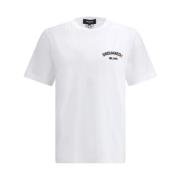 Dsquared2 Monogram Bomull T-shirt med Ribbad Crew Neck White, Herr