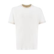 Eleventy Bomull Crew-neck T-shirt med Kontrastinsats White, Herr