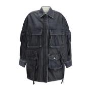 The Attico Vintage Fern Denim Jacket med Cargo Fickor Blue, Dam