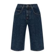 Givenchy 4G Broderade Knälånga Denimshorts Blue, Dam